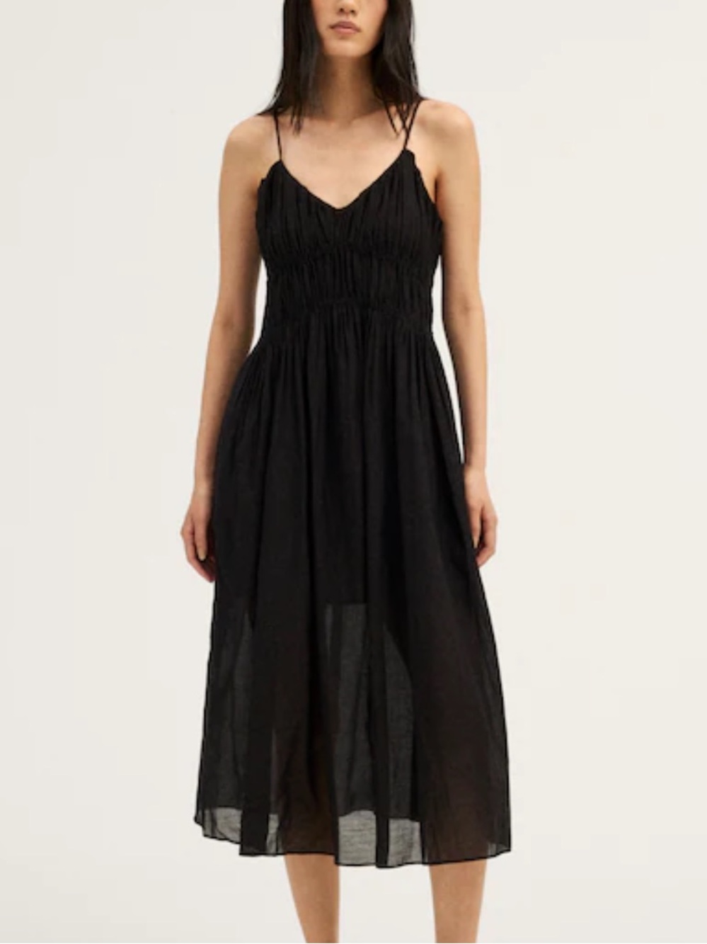 Ruched V-Neck Sleeveless Maxi Dress